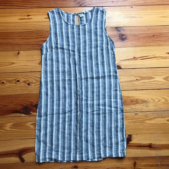 Artisan NY Gray Linen Striped Sheath Dress, EUC, 6 - Picture 3 of 13
